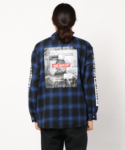 STYLEBLOCK(スタイルブロック)の「オンブレチェック転写フォトバックプリントルーズフィット ビッグシャツ(シャツ/ブラウス・メンズ・ブラック/レッド/ブルー・M/LL/L)」の7枚目の写真