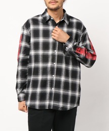 STYLEBLOCK | オンブレチェック転写フォトバックプリントルーズフィット ビッグシャツ(シャツ/ブラウス)