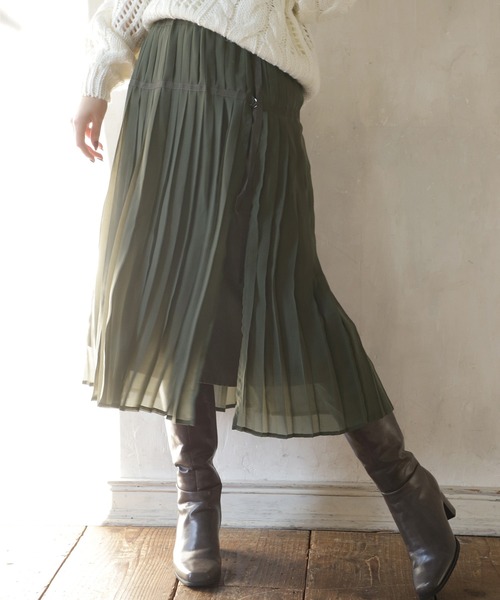 one after another NICE CLAUP（ワンアフターアナザーナイスクラップ）の「２枚セットプリーツスカート（スカート・レディース・アイボリー/ライトグレー/カーキ/ピンク・FREE）」の3枚目の写真