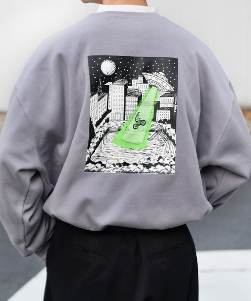 kutir(クティール)の「裏起毛UFOプリントスウェット(Tシャツ/カットソー)」|パープル