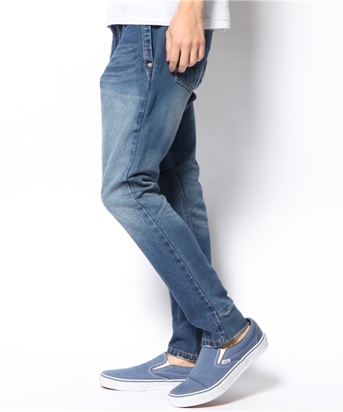 MORGAN HOMME（モルガンオム）の「カット＆ウーブンリラックスデニム/スウェットパンツ（デニムパンツ・メンズ・ホワイト/ネイビー・AL/LARGE/SMALL/MEDIUM）」の6枚目の写真