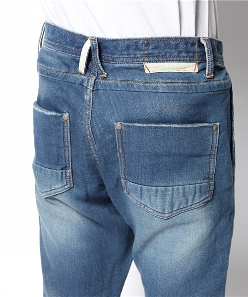 MORGAN HOMME（モルガンオム）の「カット＆ウーブンリラックスデニム/スウェットパンツ（デニムパンツ・メンズ・ホワイト/ネイビー・AL/LARGE/SMALL/MEDIUM）」の9枚目の写真