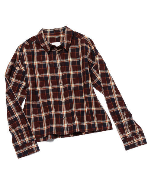Ray BEAMS（レイビームス）の「Ray BEAMS / チェック クロップドシャツ（シャツ/ブラウス・レディース・ダークブラウン/ネイビー・ONE SIZE）」の16枚目の写真