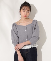 one after another NICE CLAUP | パフスリーブ裾レースブラウス(シャツ/ブラウス)