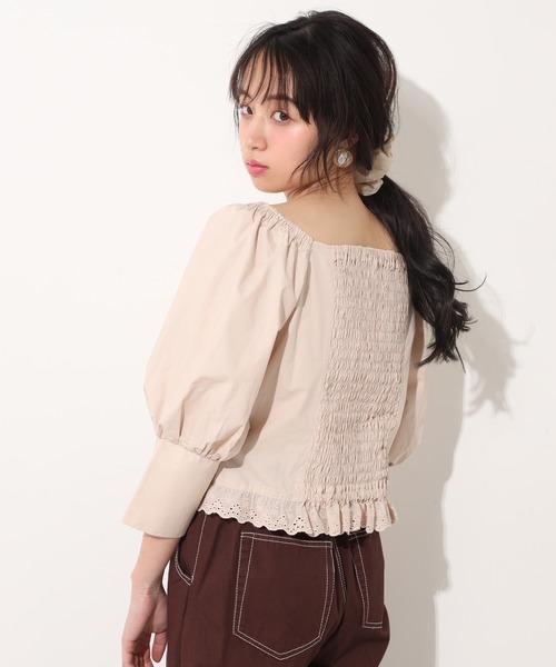 one after another NICE CLAUP（ワンアフターアナザーナイスクラップ）の「パフスリーブ裾レースブラウス（シャツ/ブラウス・レディース・ベージュ/オフホワイト/ブラック系その他/ベージュ系その他・FREE）」の13枚目の写真