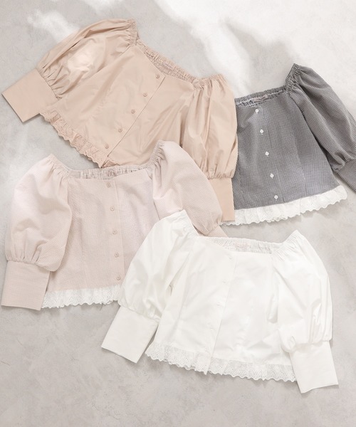 one after another NICE CLAUP（ワンアフターアナザーナイスクラップ）の「パフスリーブ裾レースブラウス（シャツ/ブラウス・レディース・ベージュ/オフホワイト/ブラック系その他/ベージュ系その他・FREE）」の16枚目の写真