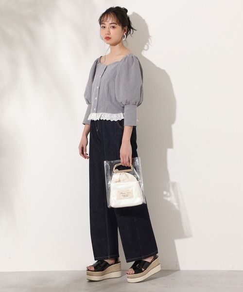 one after another NICE CLAUP（ワンアフターアナザーナイスクラップ）の「パフスリーブ裾レースブラウス（シャツ/ブラウス・レディース・ベージュ/オフホワイト/ブラック系その他/ベージュ系その他・FREE）」の10枚目の写真