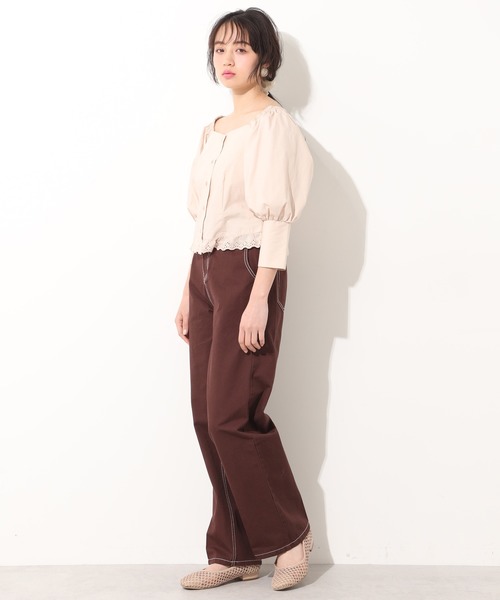 one after another NICE CLAUP（ワンアフターアナザーナイスクラップ）の「パフスリーブ裾レースブラウス（シャツ/ブラウス・レディース・ベージュ/オフホワイト/ブラック系その他/ベージュ系その他・FREE）」の14枚目の写真