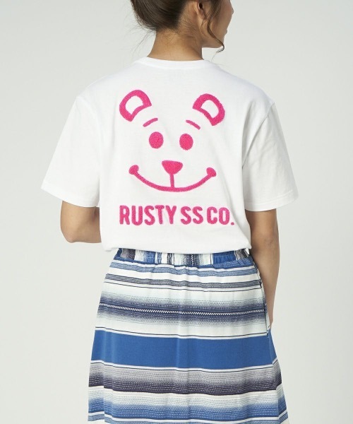 RUSTY(ラスティ)の「【RUSTY / ラスティ】レディースロゴ半袖Tシャツ / バックプリント(Tシャツ/カットソー・レディース・ネイビー/ホワイト×レッド/ホワイト系その他/ブラック/その他7・MEDIUM/LARGE)」の5枚目の写真