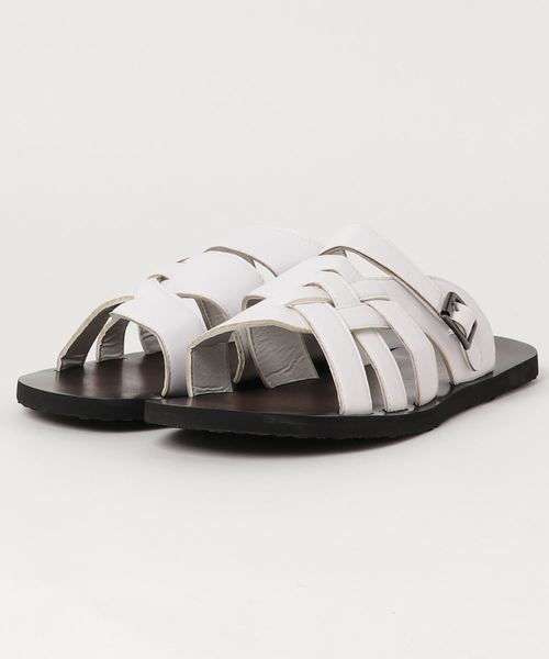 AAA+（サンエープラス）の「AAA / PUレザーサンダル(2368)　ワンマイルサンダル　スライドサンダル（サンダル・メンズ・ホワイト/ブラック・M/L/LL）」の6枚目の写真