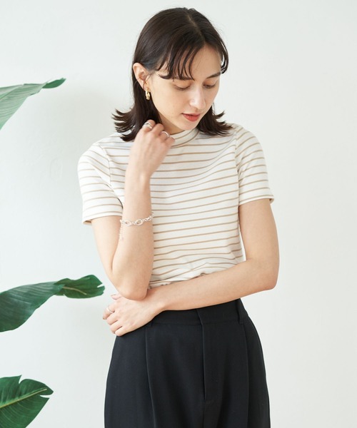 earth music&ecology（アースミュージックアンドエコロジー）の「テレコハイネックプルオーバー ＊（Tシャツ/カットソー・レディース・その他7/ブラック/アイボリー/ライトグリーン/サックスブルー/ブルー系その他2/ブラウン/ピンク・S/M）」の8枚目の写真