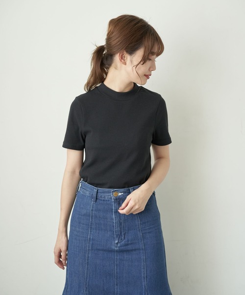 earth music&ecology（アースミュージックアンドエコロジー）の「テレコハイネックプルオーバー ＊（Tシャツ/カットソー・レディース・その他7/ブラック/アイボリー/ライトグリーン/サックスブルー/ブルー系その他2/ブラウン/ピンク・S/M）」の3枚目の写真