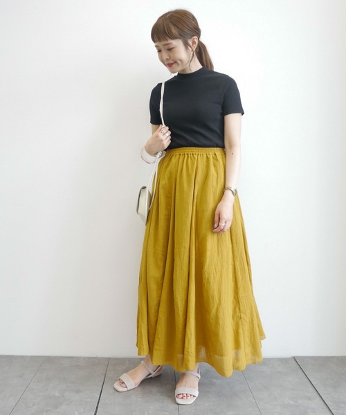 earth music&ecology（アースミュージックアンドエコロジー）の「テレコハイネックプルオーバー ＊（Tシャツ/カットソー・レディース・その他7/ブラック/アイボリー/ライトグリーン/サックスブルー/ブルー系その他2/ブラウン/ピンク・S/M）」の17枚目の写真