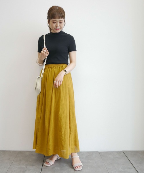 earth music&ecology（アースミュージックアンドエコロジー）の「テレコハイネックプルオーバー ＊（Tシャツ/カットソー・レディース・その他7/ブラック/アイボリー/ライトグリーン/サックスブルー/ブルー系その他2/ブラウン/ピンク・S/M）」の16枚目の写真