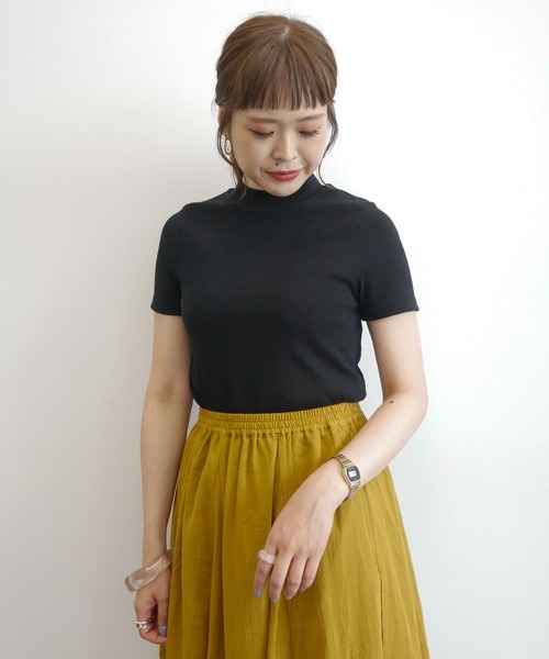 earth music&ecology（アースミュージックアンドエコロジー）の「テレコハイネックプルオーバー ＊（Tシャツ/カットソー・レディース・その他7/ブラック/アイボリー/ライトグリーン/サックスブルー/ブルー系その他2/ブラウン/ピンク・S/M）」の14枚目の写真