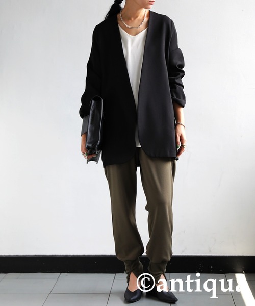 antiqua（アンティカ）の「ノーカラージャケット（ノーカラージャケット・レディース・ブラック/チョコ/ブラウン系その他/ブラウン系その他2・FREE）」の8枚目の写真