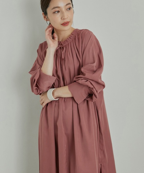セール Web限定 前後２way ギャザーシャツワンピース ワンピース Vis ビス のファッション通販 Zozotown