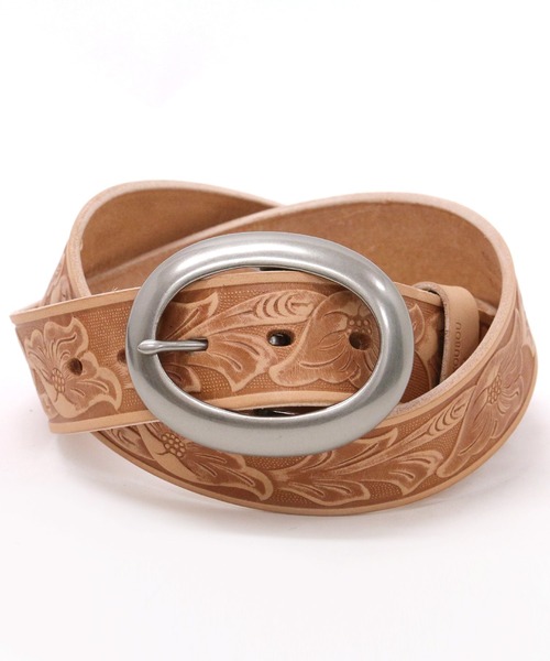 セール 飯田工房 Made In Japan 花柄型押し 本革 レザーベルト 38mm ベルト Marukawa マルカワ のファッション通販 Zozotown