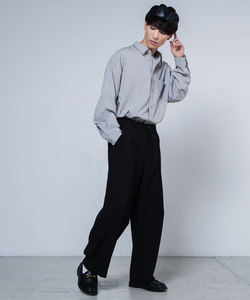 WEGO（ウィゴー）の「WEGO/ローズグラフィックビッグシルエットシャツ（シャツ/ブラウス・メンズ・ブラック/グレー系その他・MEDIUM/LARGE）」の9枚目の写真