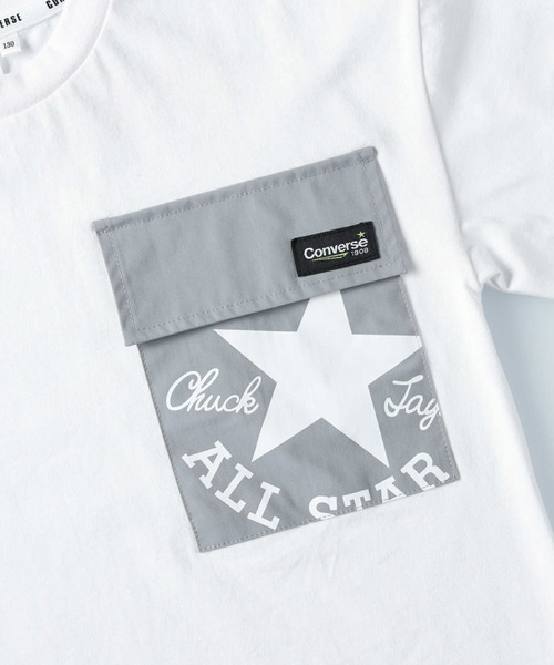 CONVERSE（コンバース）の「【CONVERSE】ビッグポケットTシャツ（Tシャツ/カットソー・キッズ・ホワイト/ブラウン/グリーン/ブラック・105/120/140/130/155）」の5枚目の写真