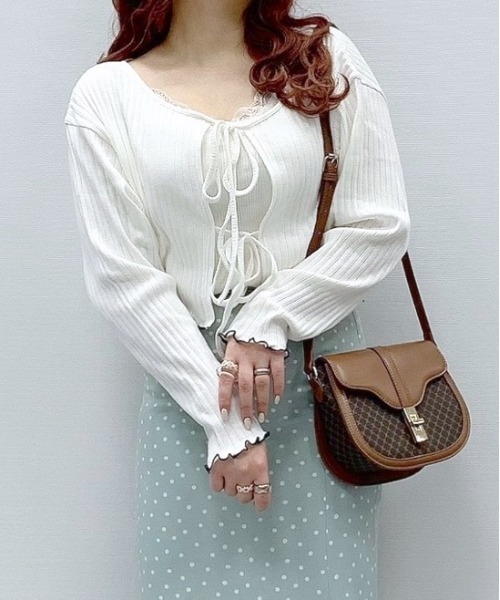 Heather（ヘザー）の「ランダムテレコトップス＆キャミソールＳＥＴ　941495（Tシャツ/カットソー・レディース・ホワイト/ブラック/グリーン系その他・FREE）」の2枚目の写真