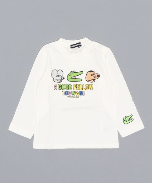 LB CLUB(エルビークラブ)の「天竺100WANIにわとりptTシャツ(Tシャツ/カットソー・キッズ・ホワイト/パープル・100/110/120/130/90)」の2枚目の写真