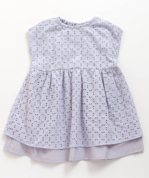Seraph（セラフ）の「幾何リボンレースワンピース（ワンピース・キッズ・ブラウン/サックスブルー/アイボリー・140/80/95/130/120/90/100/110）」の3枚目の写真