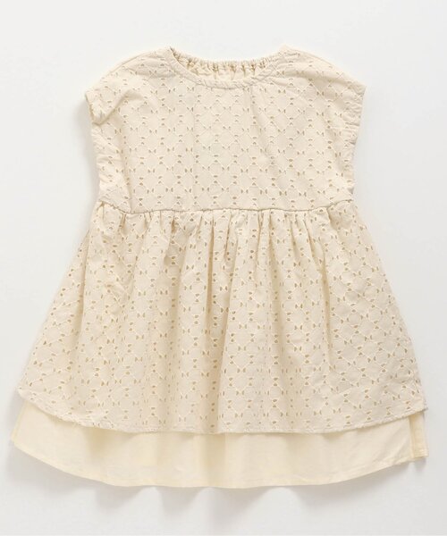 Seraph（セラフ）の「幾何リボンレースワンピース（ワンピース・キッズ・ブラウン/サックスブルー/アイボリー・140/80/95/130/120/90/100/110）」の2枚目の写真