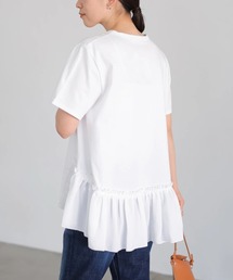 異素材切り替え裾フリルカットプルオーバー ＊●