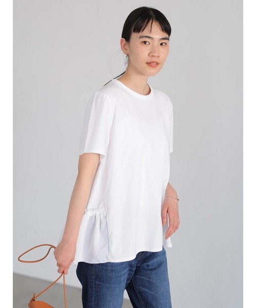 tシャツ 裾ベロアフリル切替プルオーバー レディース 楽天市場】プルオーバー カットソー レディース トップス 半袖 T
