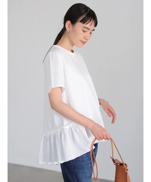 AMERICAN HOLIC（アメリカンホリック）の「異素材切り替え裾フリルカットプルオーバー ＊●（Tシャツ/カットソー・レディース・ブラック/オフホワイト・MEDIUM/LARGE）」の17枚目の写真