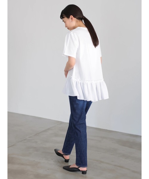 AMERICAN HOLIC（アメリカンホリック）の「異素材切り替え裾フリルカットプルオーバー ＊●（Tシャツ/カットソー・レディース・ブラック/オフホワイト・MEDIUM/LARGE）」の11枚目の写真