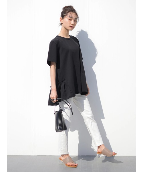 AMERICAN HOLIC（アメリカンホリック）の「異素材切り替え裾フリルカットプルオーバー ＊●（Tシャツ/カットソー・レディース・ブラック/オフホワイト・MEDIUM/LARGE）」の14枚目の写真