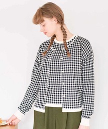 ジャカードチェックが新鮮な　ニットカーディガン