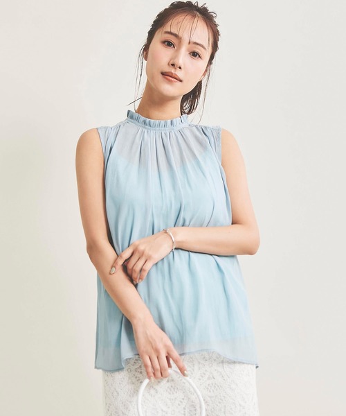 The Virgnia（ザ ヴァージニア）の「シアー楊柳ブラウス（シャツ/ブラウス・レディース・オフホワイト/ブラウン/ライトグリーン・FREE）」の3枚目の写真