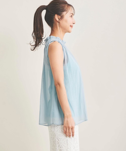 The Virgnia（ザ ヴァージニア）の「シアー楊柳ブラウス（シャツ/ブラウス・レディース・オフホワイト/ブラウン/ライトグリーン・FREE）」の5枚目の写真