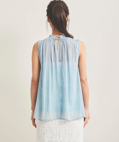 The Virgnia（ザ ヴァージニア）の「シアー楊柳ブラウス（シャツ/ブラウス・レディース・オフホワイト/ブラウン/ライトグリーン・FREE）」の4枚目の写真