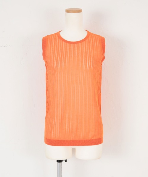 titivate（ティティベイト）の「ｼｱｰﾘﾌﾞﾆｯﾄﾄｯﾌﾟｽ/ｶｰﾃﾞｨｶﾞﾝ（アンサンブル・レディース・グレイッシュベージュ/オレンジ/ライトベージュ・M/S）」の17枚目の写真