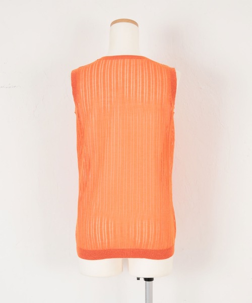 titivate（ティティベイト）の「ｼｱｰﾘﾌﾞﾆｯﾄﾄｯﾌﾟｽ/ｶｰﾃﾞｨｶﾞﾝ（アンサンブル・レディース・グレイッシュベージュ/オレンジ/ライトベージュ・M/S）」の8枚目の写真