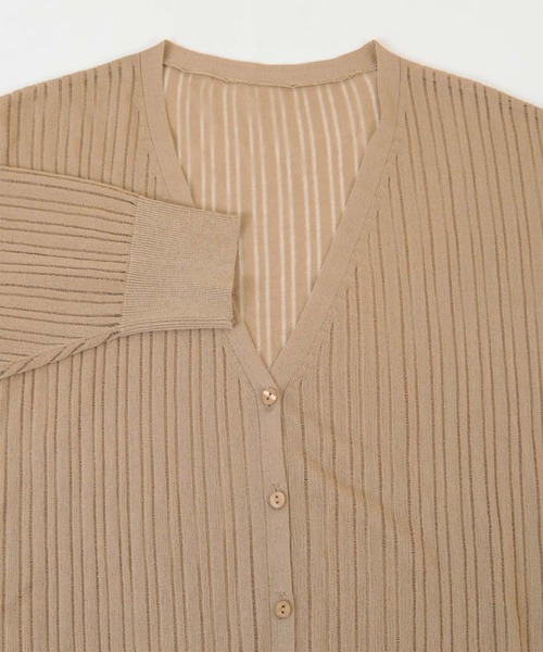 titivate（ティティベイト）の「ｼｱｰﾘﾌﾞﾆｯﾄﾄｯﾌﾟｽ/ｶｰﾃﾞｨｶﾞﾝ（アンサンブル・レディース・グレイッシュベージュ/オレンジ/ライトベージュ・M/S）」の12枚目の写真