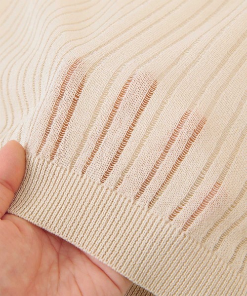 titivate（ティティベイト）の「ｼｱｰﾘﾌﾞﾆｯﾄﾄｯﾌﾟｽ/ｶｰﾃﾞｨｶﾞﾝ（アンサンブル・レディース・グレイッシュベージュ/オレンジ/ライトベージュ・M/S）」の9枚目の写真