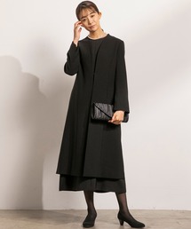 【卒入学式にも使える】【喪服】ノーカラー ブラックフォーマルロングジャケット/卒業式(卒園式)入学式(入園式)七五三・お宮参り