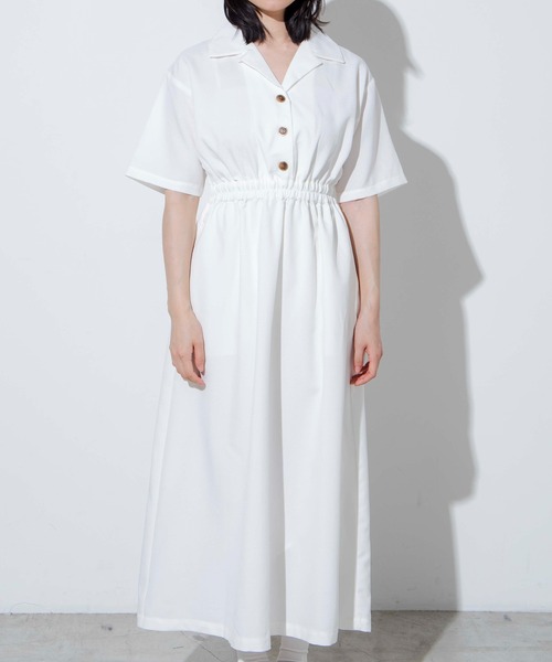 WEGO（ウィゴー）の「WEGO/リネンライク開襟シャツワンピース（ワンピース・レディース・ホワイト/ブラック/ブラック系その他2/ベージュ/パープル系その他・FREE）」の15枚目の写真