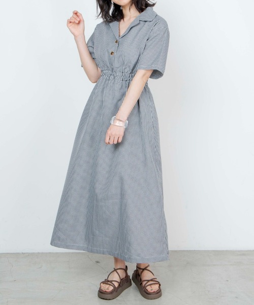 WEGO（ウィゴー）の「WEGO/リネンライク開襟シャツワンピース（ワンピース・レディース・ホワイト/ブラック/ブラック系その他2/ベージュ/パープル系その他・FREE）」の12枚目の写真