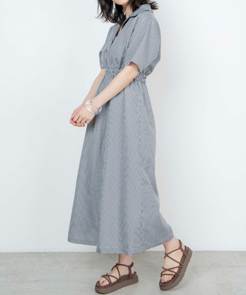 WEGO（ウィゴー）の「WEGO/リネンライク開襟シャツワンピース（ワンピース・レディース・ホワイト/ブラック/ブラック系その他2/ベージュ/パープル系その他・FREE）」の14枚目の写真