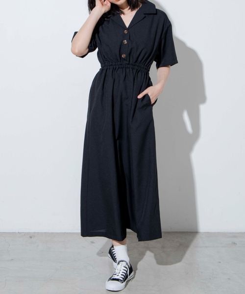 WEGO（ウィゴー）の「WEGO/リネンライク開襟シャツワンピース（ワンピース・レディース・ホワイト/ブラック/ブラック系その他2/ベージュ/パープル系その他・FREE）」の10枚目の写真