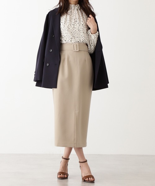 N.(N. Natural Beauty Basic)(エヌエヌナチュラルビューティーベーシック)の「クルミベルトハイウエストタイトスカートⅡ(スカート・レディース・ライトグリーン/ネイビー/ベージュ・SMALL/MEDIUM)」の2枚目の写真