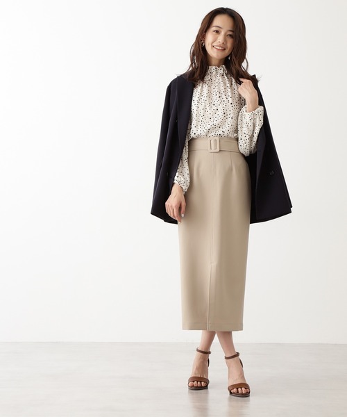 N.(N. Natural Beauty Basic)(エヌエヌナチュラルビューティーベーシック)の「クルミベルトハイウエストタイトスカートⅡ(スカート・レディース・ライトグリーン/ネイビー/ベージュ・SMALL/MEDIUM)」の15枚目の写真