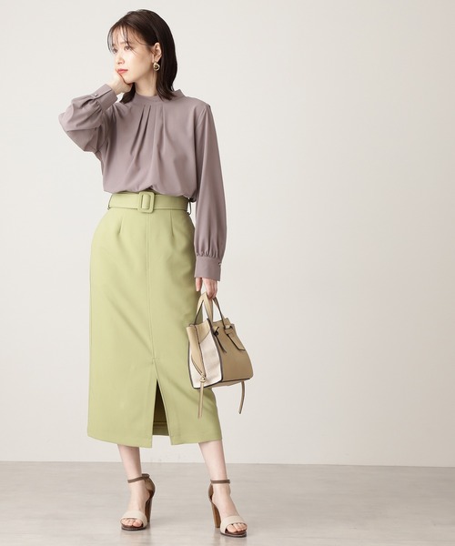 N.(N. Natural Beauty Basic)(エヌエヌナチュラルビューティーベーシック)の「クルミベルトハイウエストタイトスカートⅡ(スカート・レディース・ライトグリーン/ネイビー/ベージュ・SMALL/MEDIUM)」の17枚目の写真