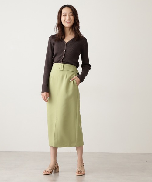 N.(N. Natural Beauty Basic)(エヌエヌナチュラルビューティーベーシック)の「クルミベルトハイウエストタイトスカートⅡ(スカート・レディース・ライトグリーン/ネイビー/ベージュ・SMALL/MEDIUM)」の20枚目の写真